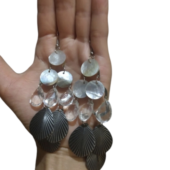 Layered Shell Chandelier Earrings - Picture 1 of 10